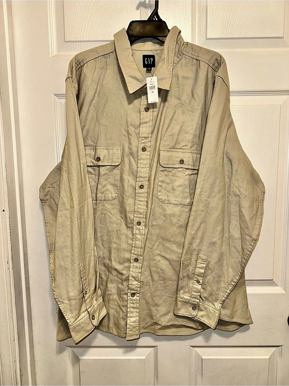 GAP Chamois Shirt Casual Button Down Beige XXL NWT
